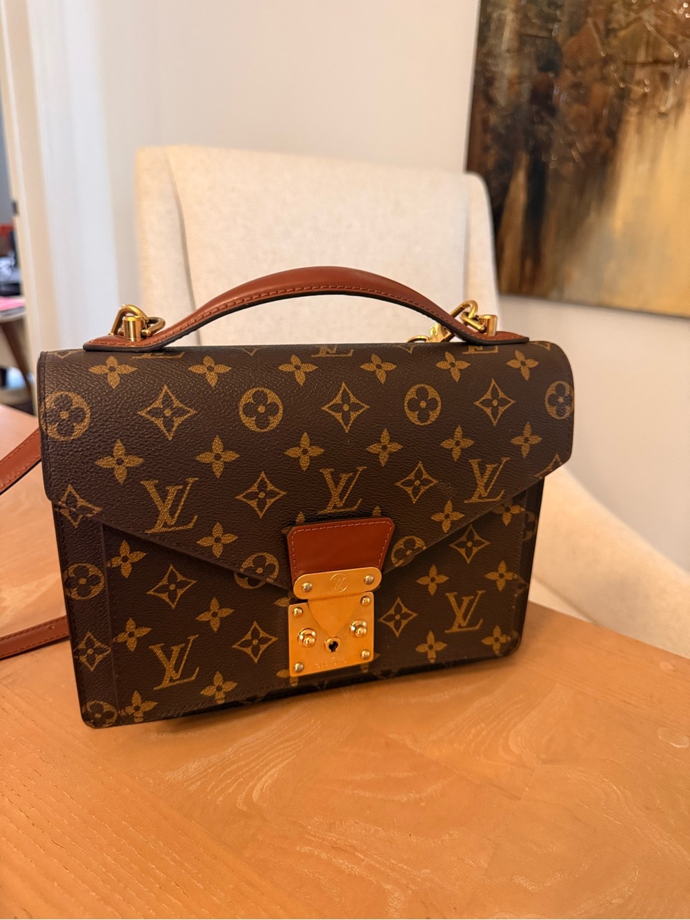 Louis Vuitton Monogram Canvas Satchel with Gold Hardware